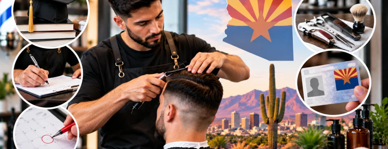 Arizona barber license requirements showing eligibility, barber training, application steps, professional tools, and licensing preparation